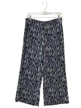 Chico's Travelers Knit Wide Leg Pants Size 8/10 (Chico's Sz 1) Navy Blue/White